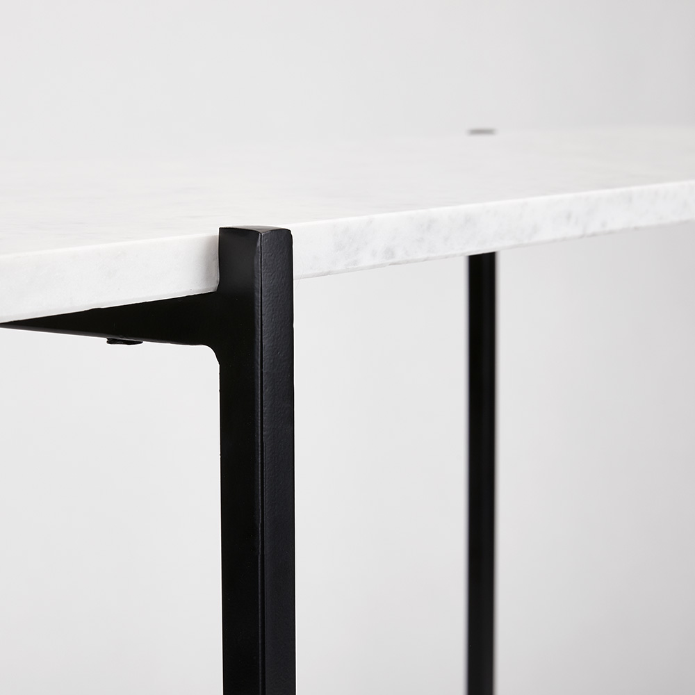Ida White Marble Top Console Table: Black Frame
